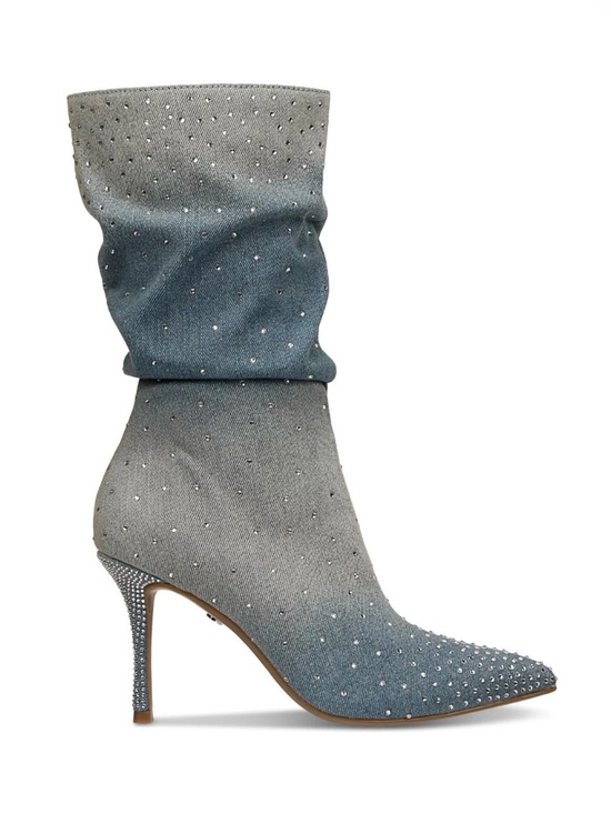 Thalia Sodi Shoes - Embellished Gray Crystal Pointed Toe Stiletto Boot